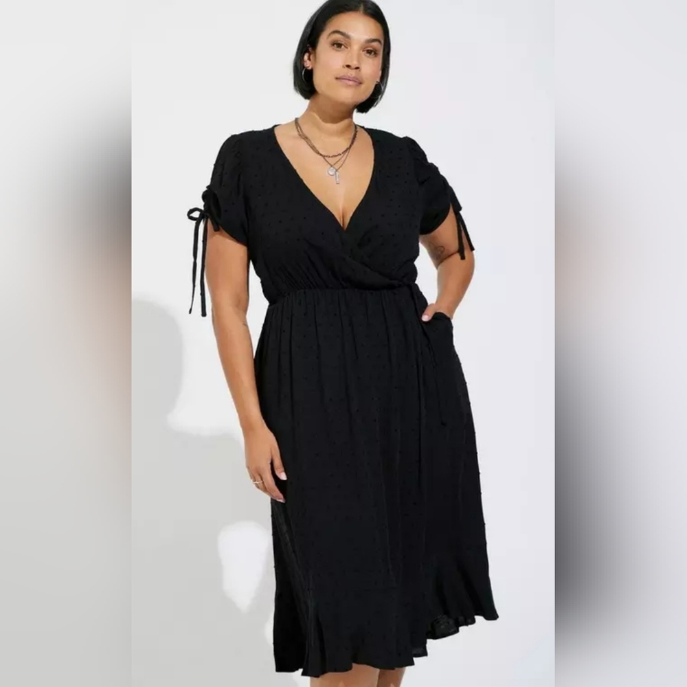 Torrid Midi Swiss Linen Surplice Dress Sz 0X